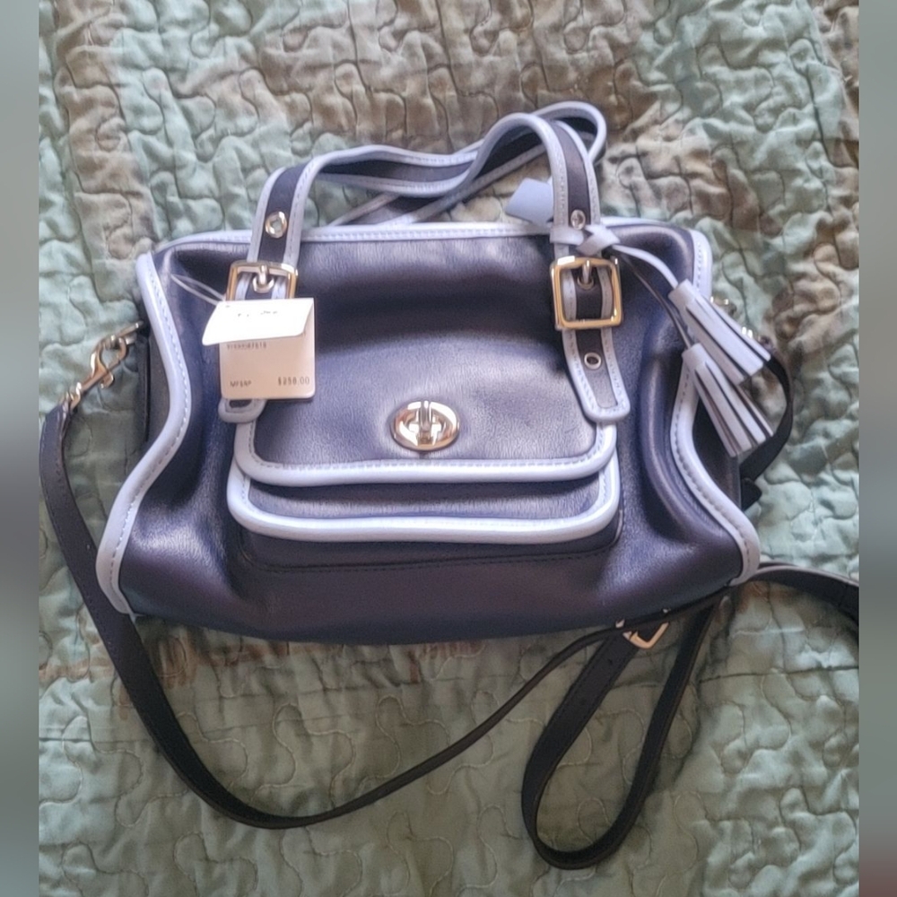Coach small cross body two tone blue